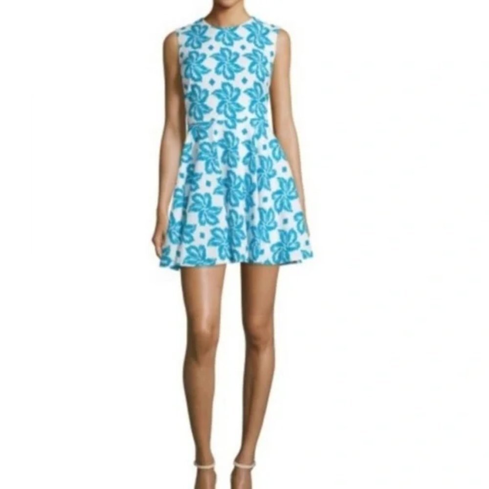 Diane Von Furstenberg Jeannie Dress Teal White Sleeveless Designer Womens Sz 6